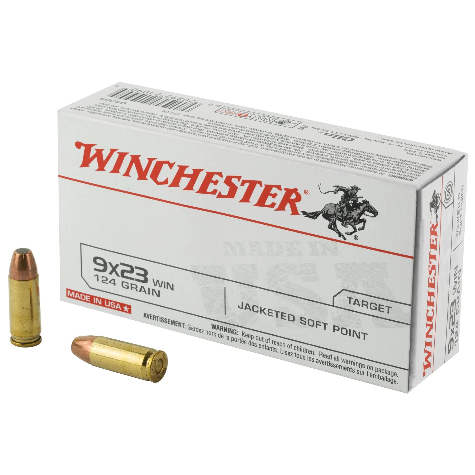 WIN USA 9X23WIN 124GR JSP 50/500 - American Ordnance