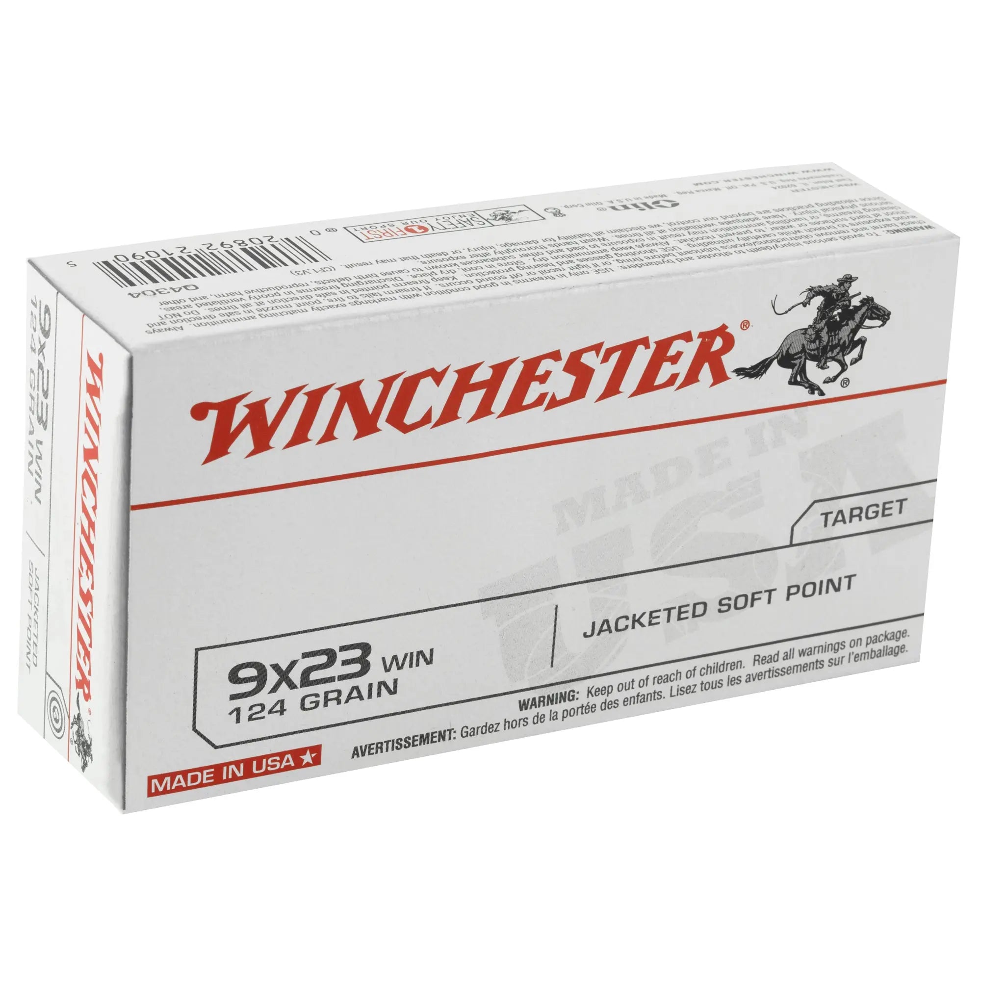 WIN USA 9X23WIN 124GR JSP 50/500 - American Ordnance