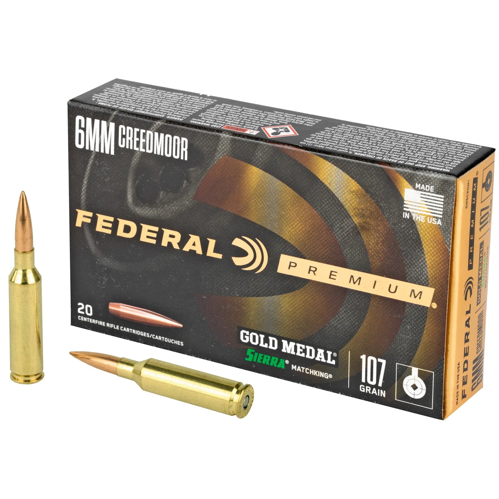 FED GOLD MDL 6MMCRD 107GR SMK 20/200 - American Ordnance
