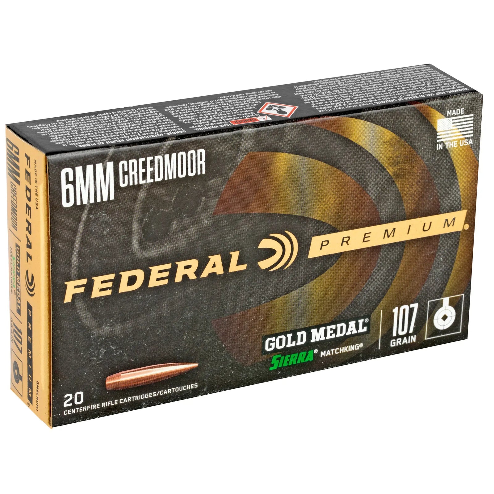 FED GOLD MDL 6MMCRD 107GR SMK 20/200 - American Ordnance