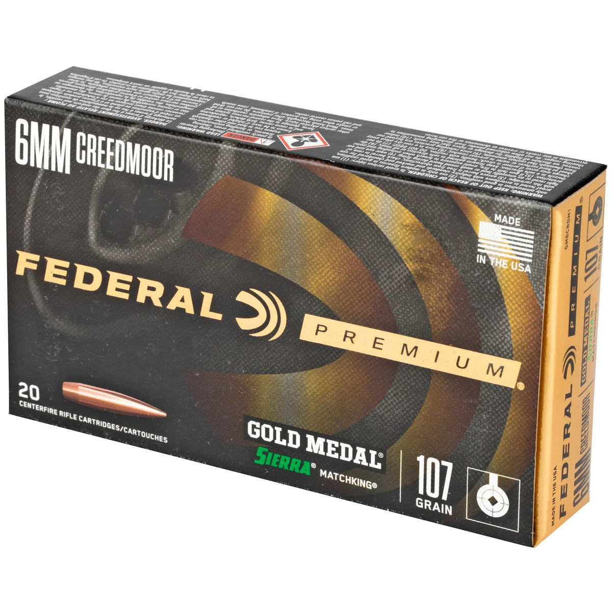 FED GOLD MDL 6MMCRD 107GR SMK 20/200 - American Ordnance