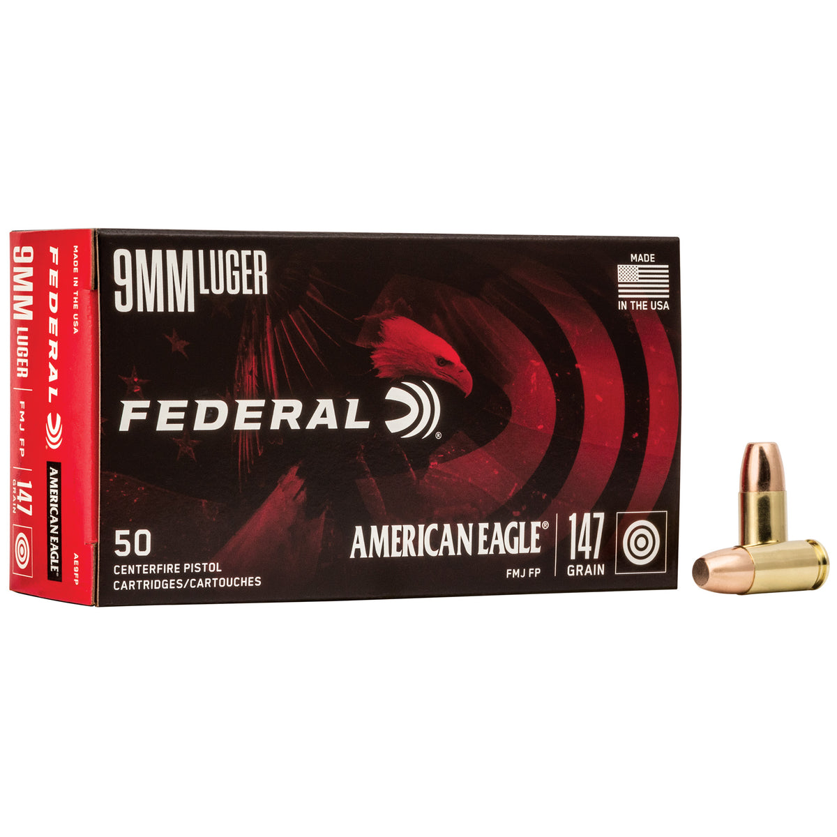 FEDERAL AMERICAN EAGLE 9MM 147GR FMJ 50RD