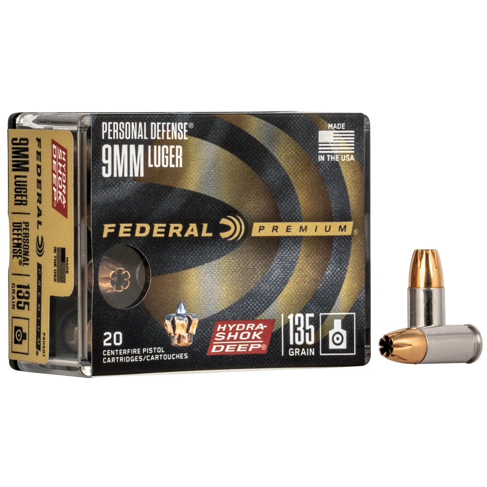FED HYDRA-SHOK DEEP 9MM 135GR HP 20/ - American Ordnance
