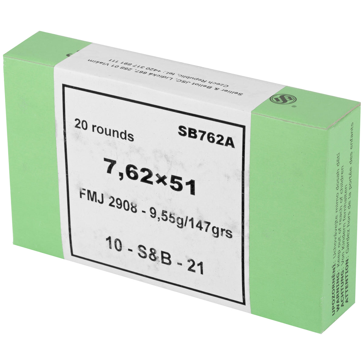 S&amp;B 762X51 147GR FMJ 20/600 - American Ordnance