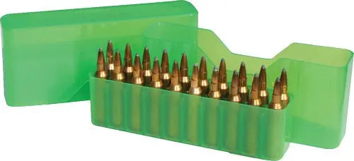 ROUNDS SLIP TOP CLEAR GREENMTM AMMO BOX LARGE RIFLE 20 - American Ordnance