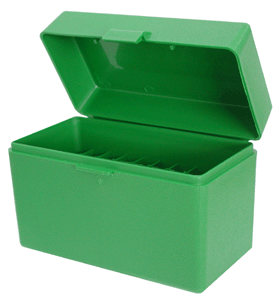 50-ROUNDS FLIP TOP STYLE GREENMTM AMMO BOX MEDIUM RIFLE - American Ordnance
