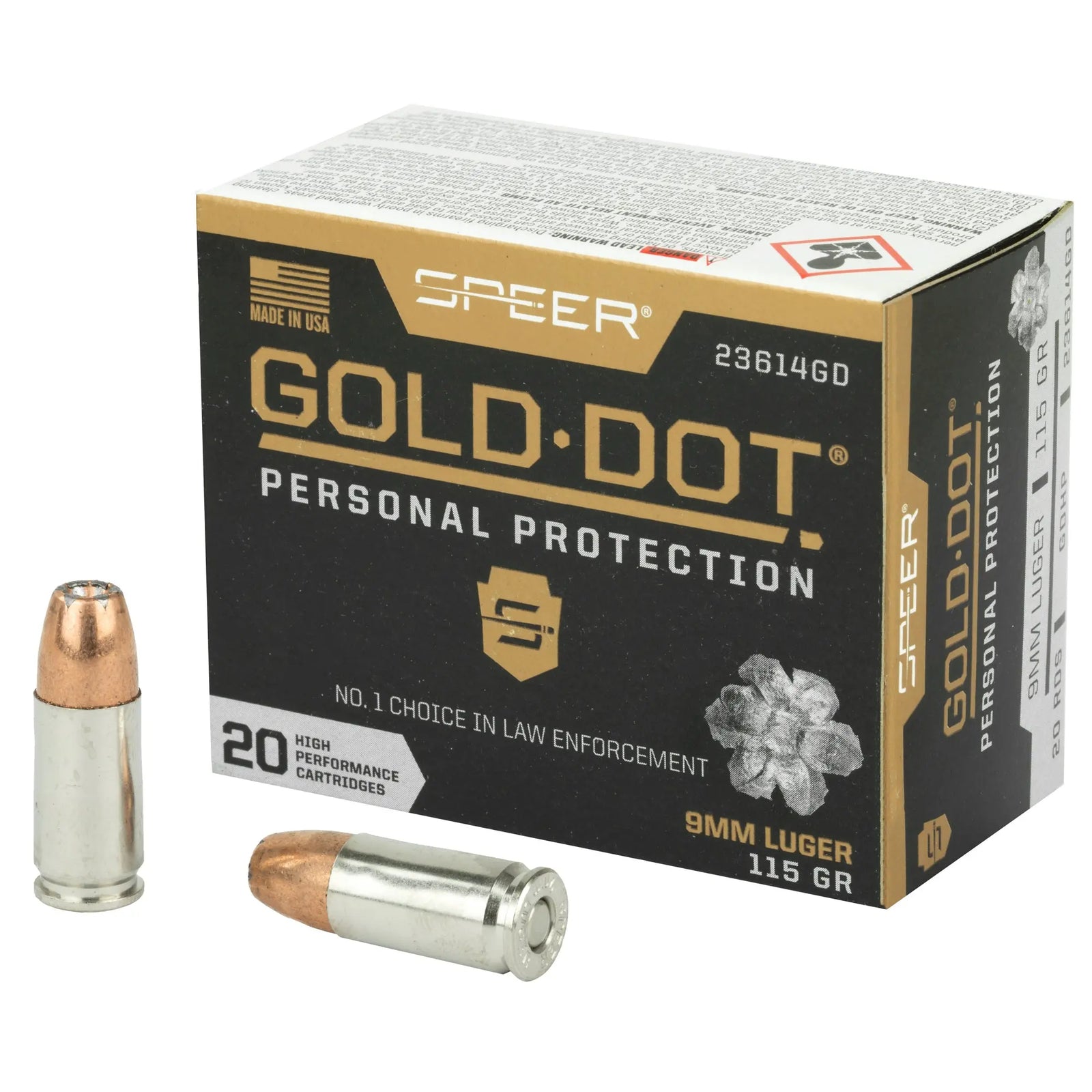 SPR GOLD DOT 9MM 115GR HP 20/200 - American Ordnance
