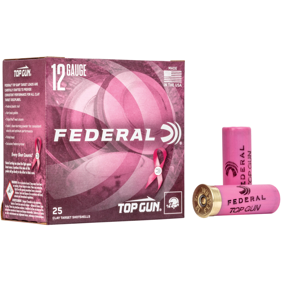 FEDERAL TOP GUN 12GA 2.75&quot; #8 PNK 25RD
