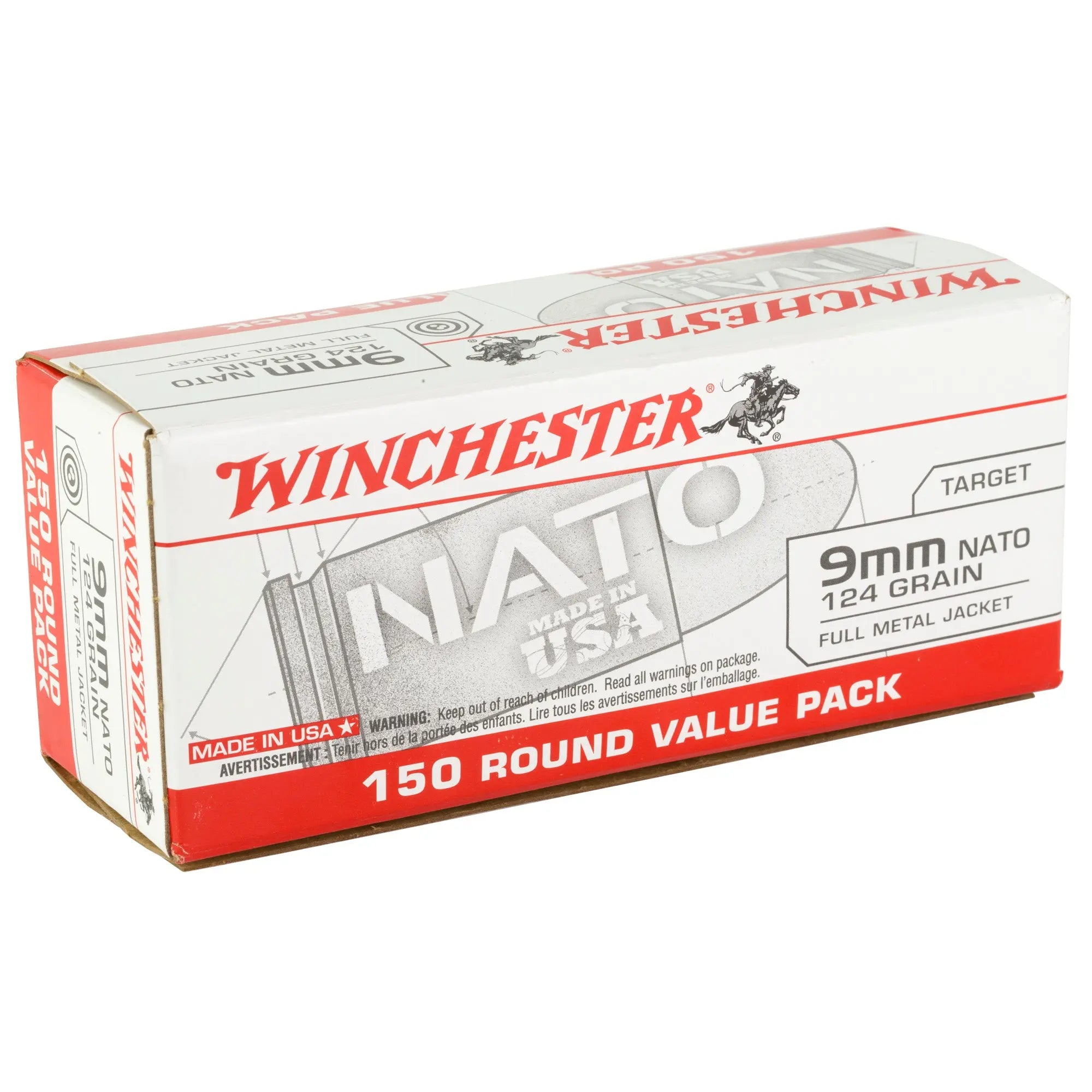WIN USA 9MM NATO 124GR FMJ 150/750 - American Ordnance