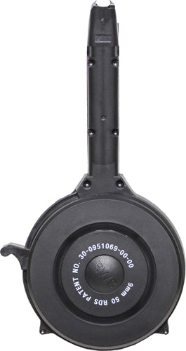FITS GLOCK 9MM 50RD DRUM BLKIVER JOHNSON MAGAZINE POLYMER - American Ordnance