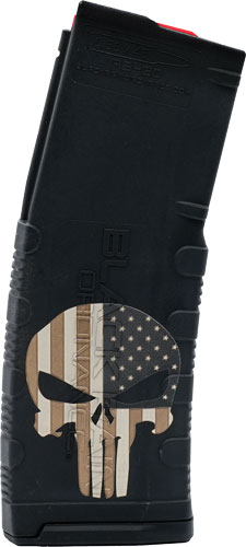 5.56" PUNISHER W/ FLAG ETCHEDBLACK RAIN MAGAZINE AR15 30RD - American Ordnance