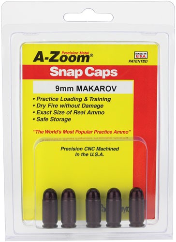 9MM MAKAROV 5-PACKA-ZOOM METAL SNAP CAP 9X18MM - American Ordnance