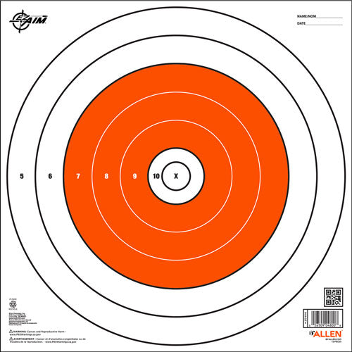 TARGET 12-PK 12"X12"ALLEN EZ AIM PAPER BULLSEYE - American Ordnance