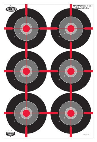 MULTIPLE BULL'S-EYE 8 TARGETSB/C TARGET DIRTY BIRD 12"X18" - American Ordnance