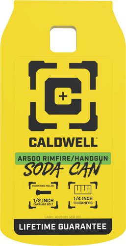 CAN TARGET 1/4&quot; YELLOWCALDWELL AR500 RIMFIRE SODA - American Ordnance