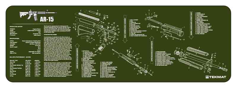 12"X36" AR-15 OLIVE DRABTEKMAT ARMORERS BENCH MAT - American Ordnance