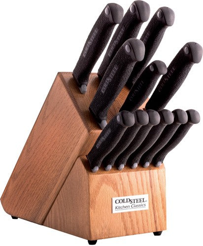 SET W/ WOOD BLOCK 12 KNIVESCOLD STEEL KITCHEN CLASSICS - American Ordnance