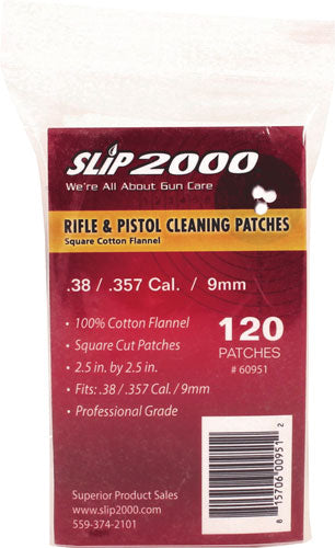 2.5"SQ .38/357/40/9mm 120-PACKSLIP 2000 CLEANING PATCHES - American Ordnance