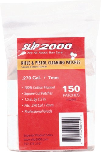 1.5" SQUARE .270/7MM 150-PACKSLIP 2000 CLEANING PATCHES - American Ordnance