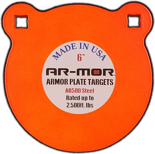 3/8" THICK STEEL ORANGE ROUNDAR-MOR 6" AR500 STEEL GONG - American Ordnance