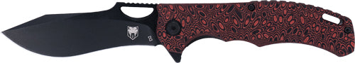 3.62" BLACK D2 BLADE/RED G-10COBRATEC NIGHTHAWK FOLDER - American Ordnance