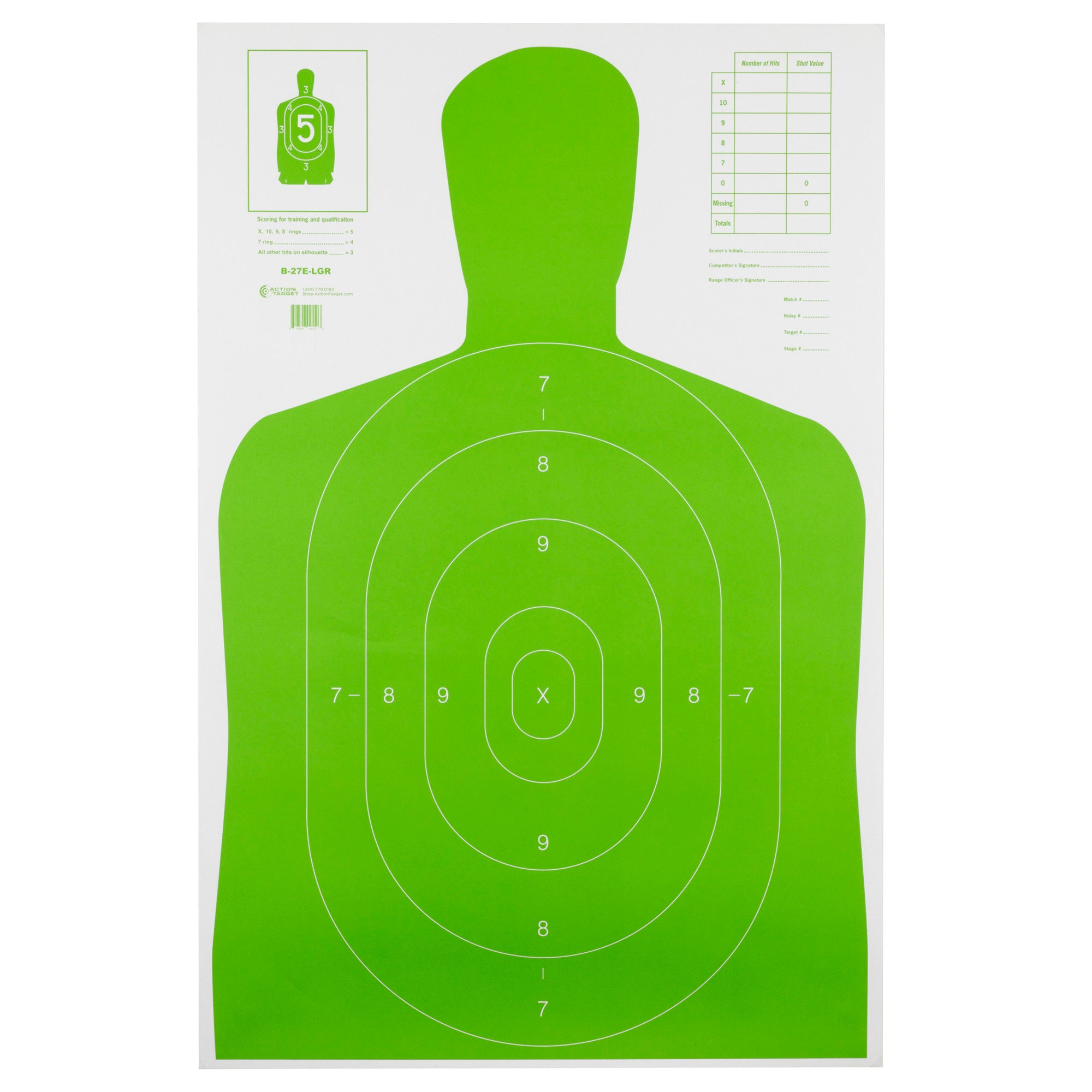 ACTION TGT HIVIS FLOR GRN B27E 100PK - American Ordnance