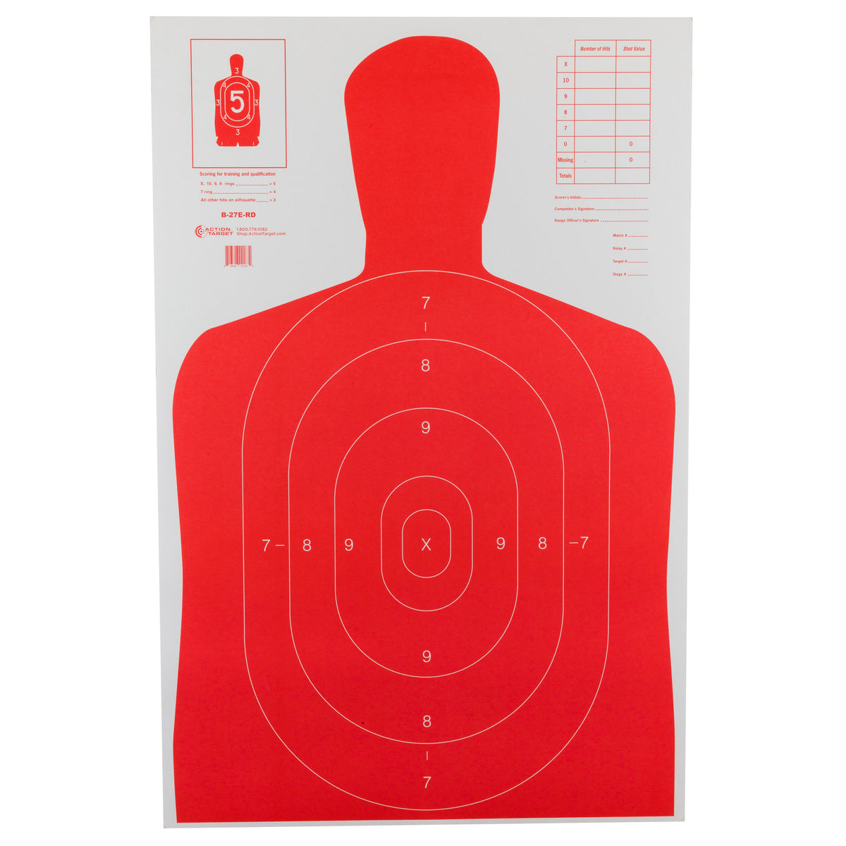 ACTION TGT HIVIS FLOR RED B27E 100PK - American Ordnance