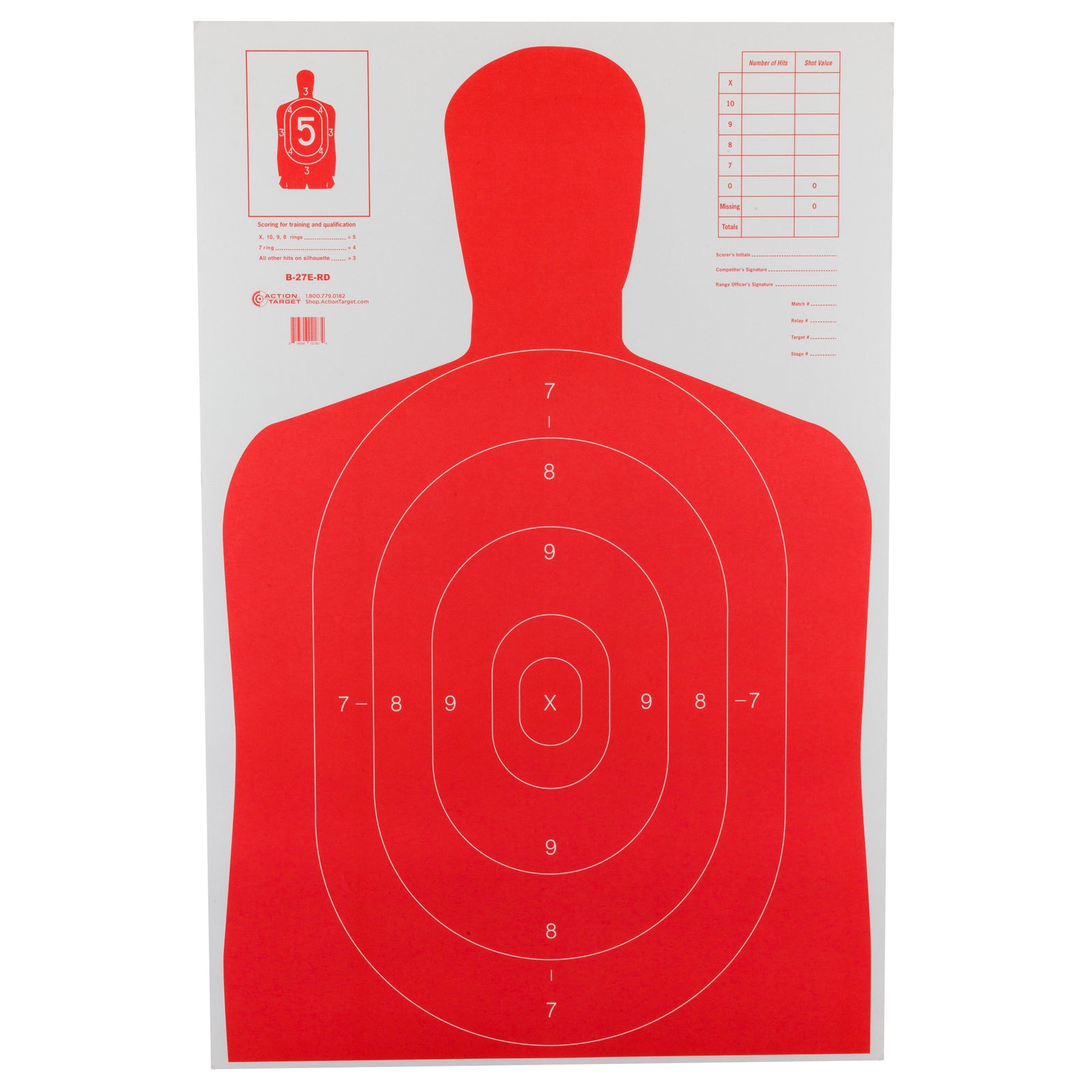 ACTION TGT HIVIS FLOR RED B27E 100PK - American Ordnance