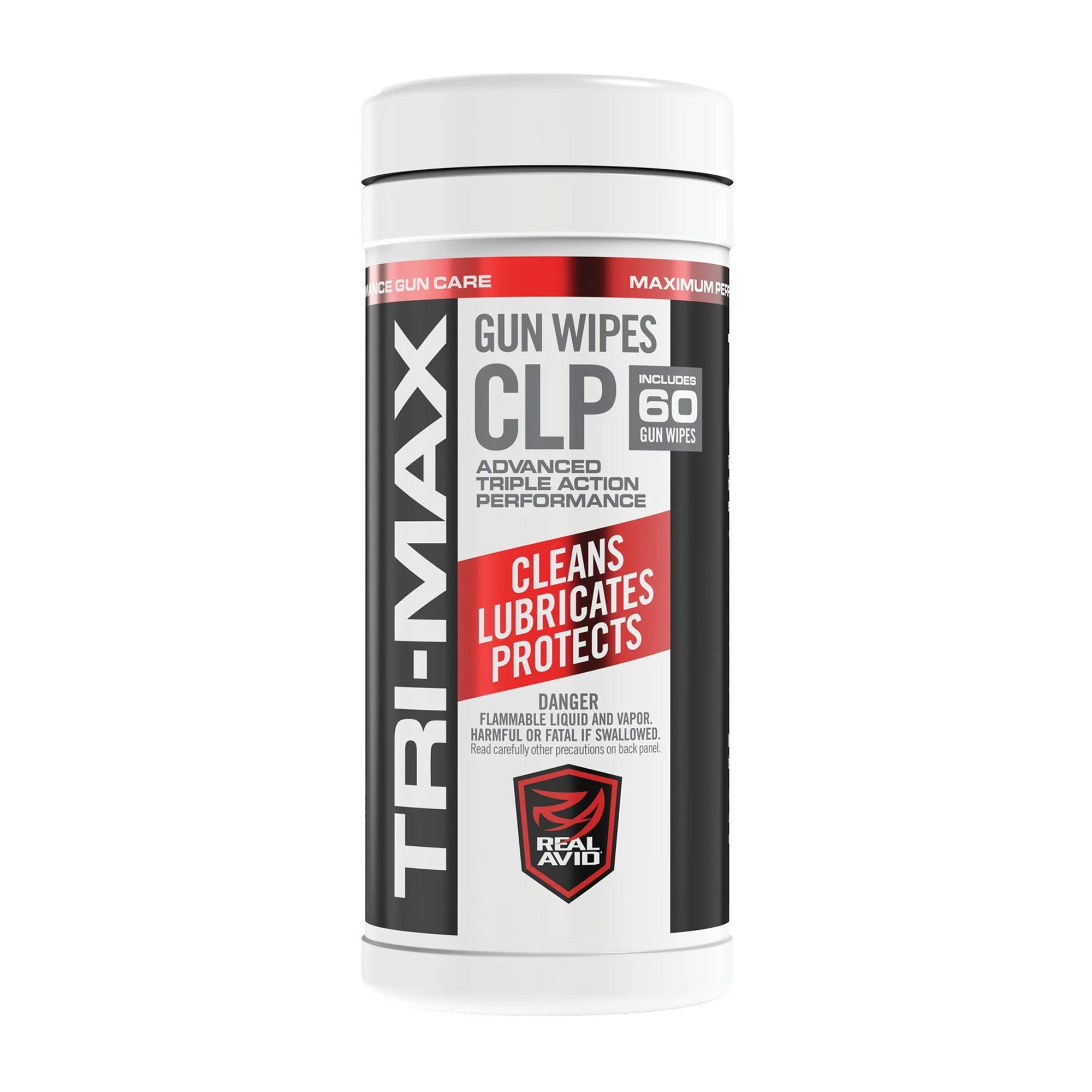 REAL AVID TRI MAX CLP GUN WIPES 60CT - American Ordnance