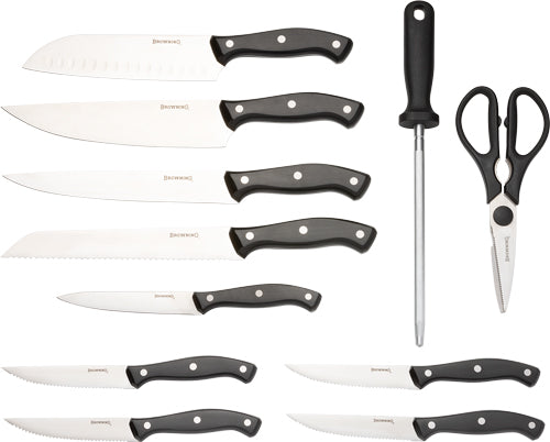 BUTCHER BLOCK*BROWNING KNIFE KITCHEN SET W/ - American Ordnance