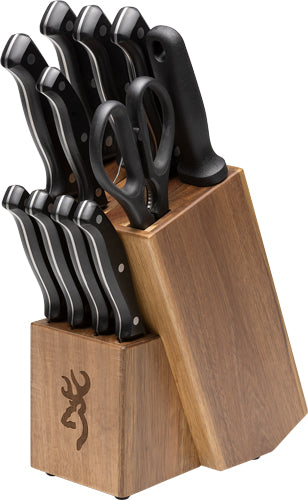 BUTCHER BLOCK*BROWNING KNIFE KITCHEN SET W/ - American Ordnance