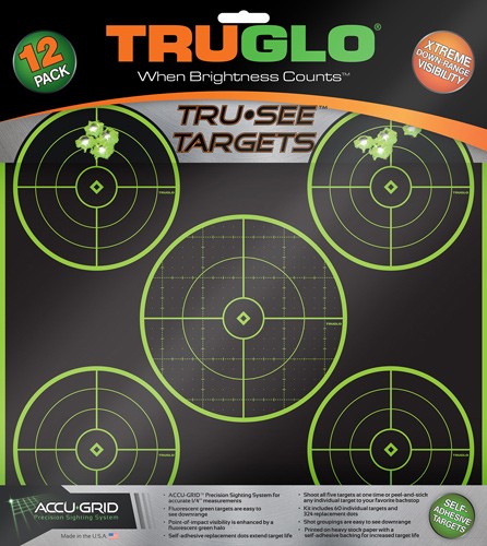 5 BULL 12-PACKTRUGLO TRU-SEE REACTIVE TARGET - American Ordnance