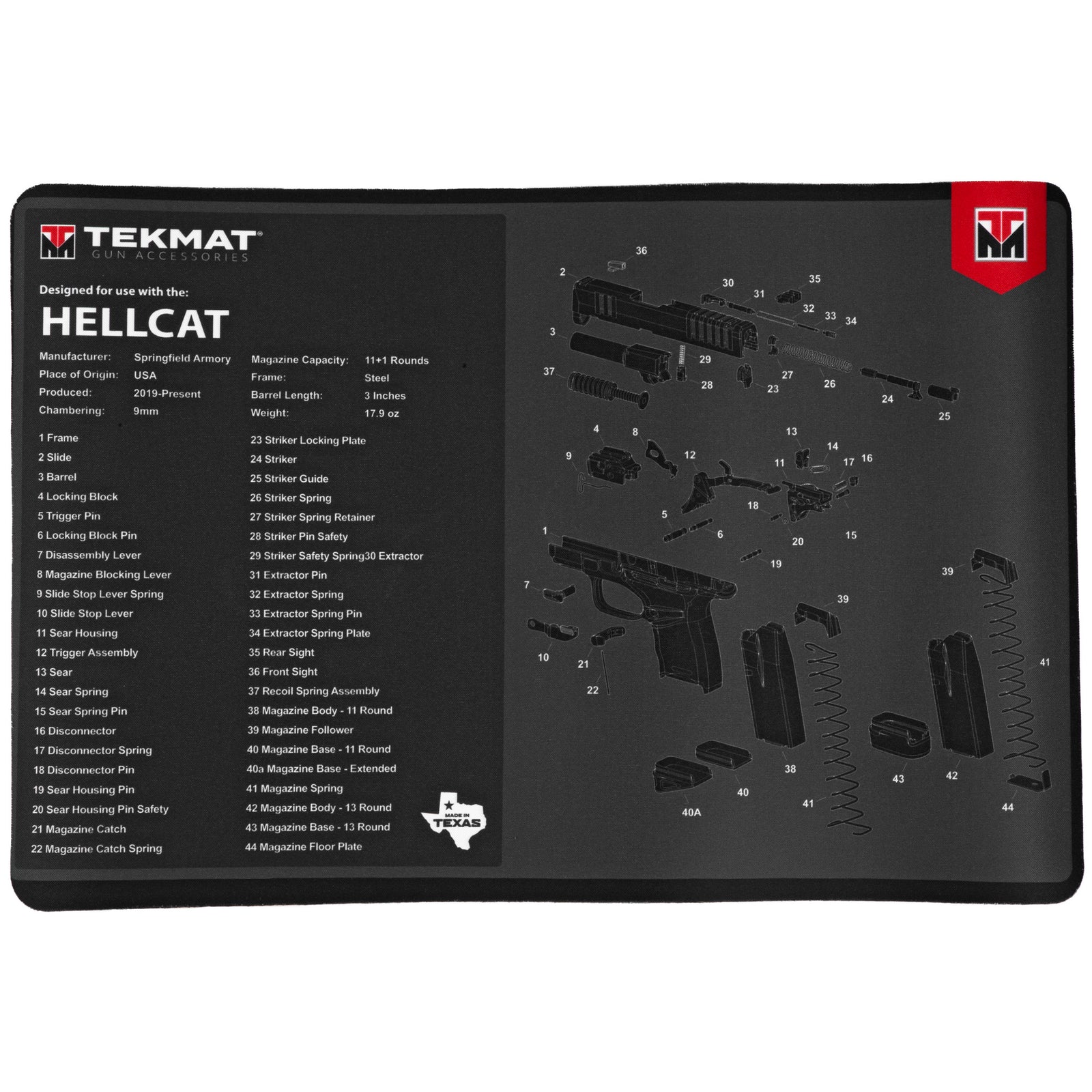 TEKMAT PISTOL MAT SPRNGFLD HELLCAT - American Ordnance