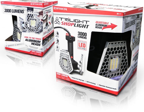 3000 LUMENS W/ADJUSTABLE HEAD&lt;STRIKER TRILIGHT SHOP LIGHT - American Ordnance