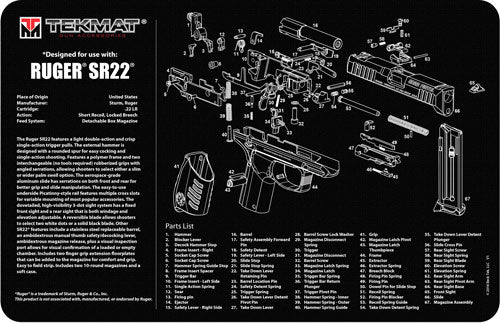 11"x17" RUGER SR-22 PISTOLTEKMAT ARMORERS BENCH MAT - American Ordnance
