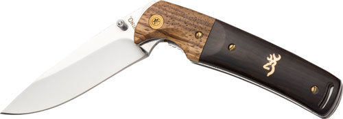 FOLDING HUNTER 3" BLADE WOODBROWNING KNIFE BUCKMARK - American Ordnance