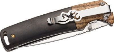FOLDING HUNTER 3" BLADE WOODBROWNING KNIFE BUCKMARK - American Ordnance