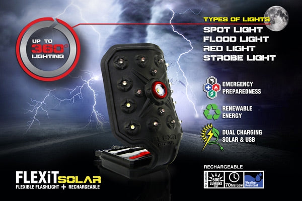 W/USB QUICK CHARGE PORT 5 MOD&lt;STRIKER FLEX-IT SOLAR FLASHLGT - American Ordnance
