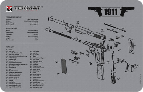 11"X17" 1911 PISTOL GREYTEKMAT ARMORERS BENCH MAT - American Ordnance