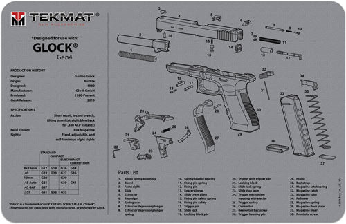 11"x17" FOR GLOCK G4 GREYTEKMAT ARMORERS BENCH MAT - American Ordnance