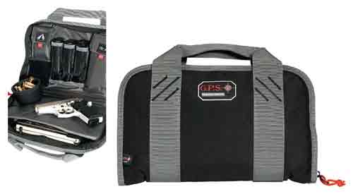 BLACK/GREY NYLONGPS DOUBLE COMPACT PISTOL CASE - American Ordnance