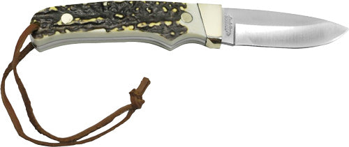 BLADE W/LEATHER SHEATHUNCLE HENRY KNIFE STAGLON 2.8" - American Ordnance