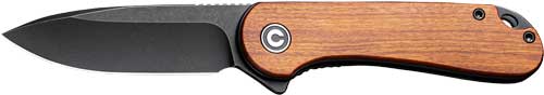 WOOD/BLACK STNWSH D2 LNR LOCKCIVIVI KNIFE ELEMENTUM 2.96" - American Ordnance