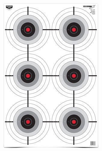 MULTIPLE BULL'S-EYE 5 TARGETSB/C TARGET EZE-SCORER 23"X35" - American Ordnance
