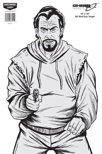 BAD GUY SILHOUETTE 10 TARGETSB/C TARGET EZE-SCORER 12"X18" - American Ordnance