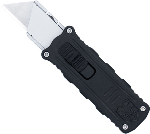 BLACK/SILVER UTILITY KNIFECOBRATEC SIDE BUTTON OTF 1.75" - American Ordnance
