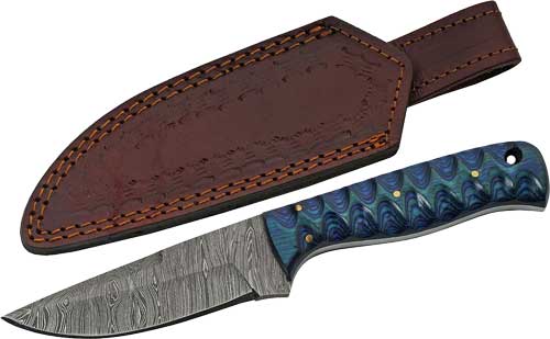 WOOD HUNTER DAMASCUS W/SHTHSZCO RITE EDGE 4" BLUE TWISTED - American Ordnance