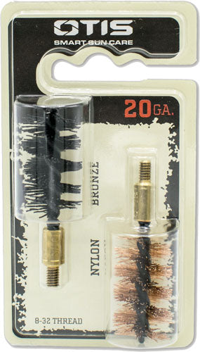 1-NYLON 1-BRONZE 8-32MM THREADOTIS BORE BRUSH .20 GA 2-PACK - American Ordnance
