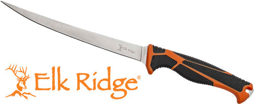 KNIFE WITH SHEATH BLK/ORG/SSMC ELK RIDGE TREK 7" FILLET - American Ordnance