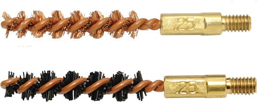 1-NYLON 1-BRONZE 8-32 THREADOTIS BORE BRUSH .243 2-PK - American Ordnance